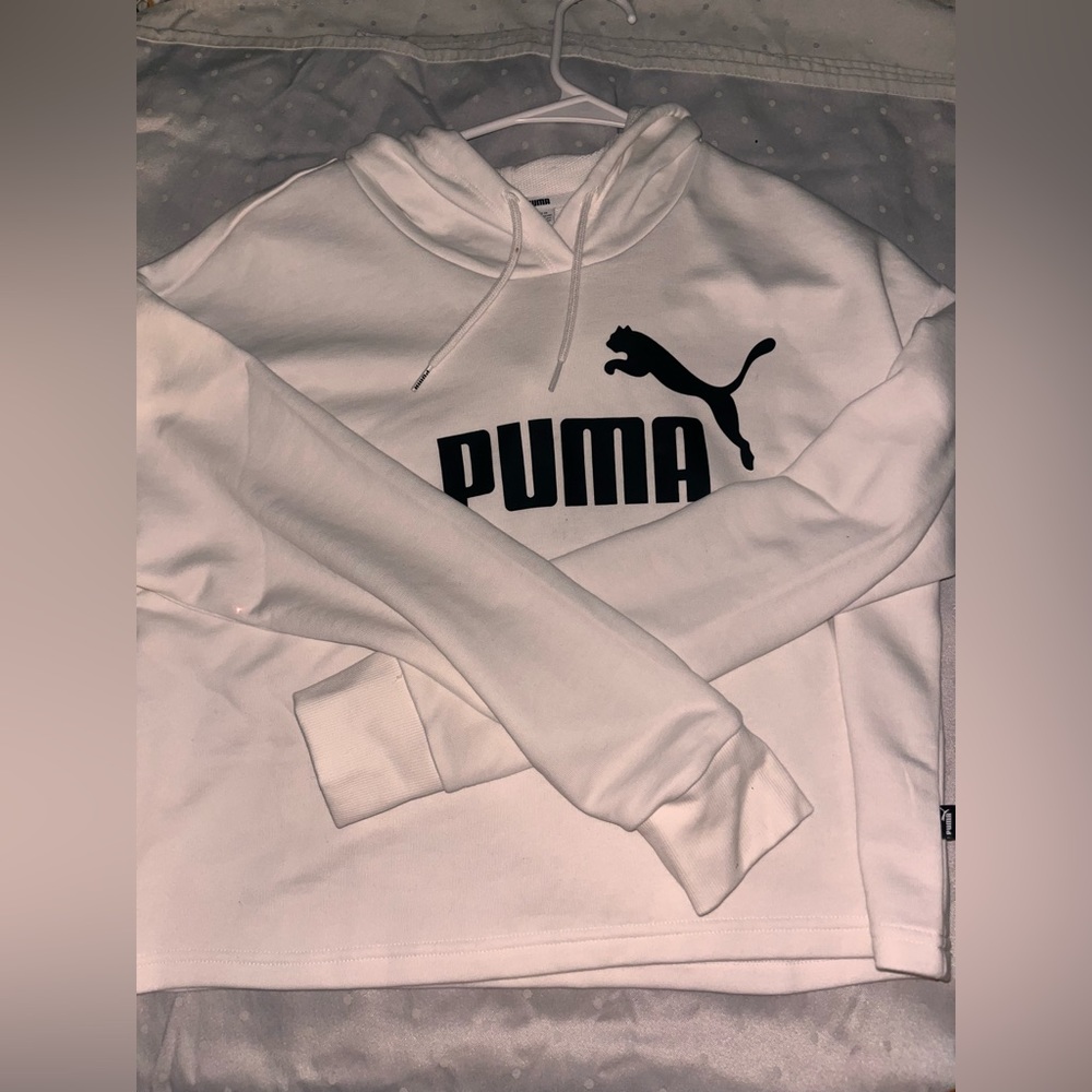 puma white cropped hoodie